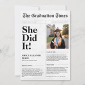 Ze deed het budget Afstuderen krantenfoto Kaart (Voorkant)