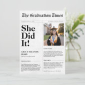 Ze deed het budget Afstuderen krantenfoto Kaart (Staand voorkant)