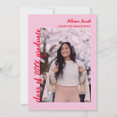 Ze deed het Chic Tassel Red & Pink Photo Afstudere Kaart (Achterkant)