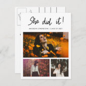 Ze deed het door drie fotocollages te Afstuderen Uitnodiging Briefkaart (Voorkant / Achterkant)