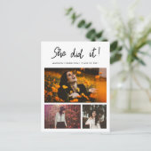 Ze deed het door drie fotocollages te Afstuderen Uitnodiging Briefkaart (Staand voorkant)