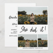 Ze deed het | Drie fotocollage Afstuderen | Kaart (Voorkant / Achterkant)