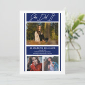 Ze deed het eenvoudige, minimalistische blauwe Afs Aankondiging (Staand voorkant)