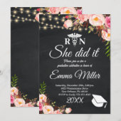 Ze deed het - Elegant Nursing School Afstuderen Kaart (Voorkant / Achterkant)