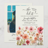 Ze deed het Floral Graduation Party aankondiging (Voorkant / Achterkant)