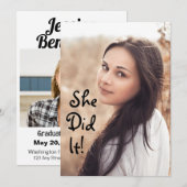 Ze deed het! Foto Afstuderen Aankondiging (Voorkant / Achterkant)