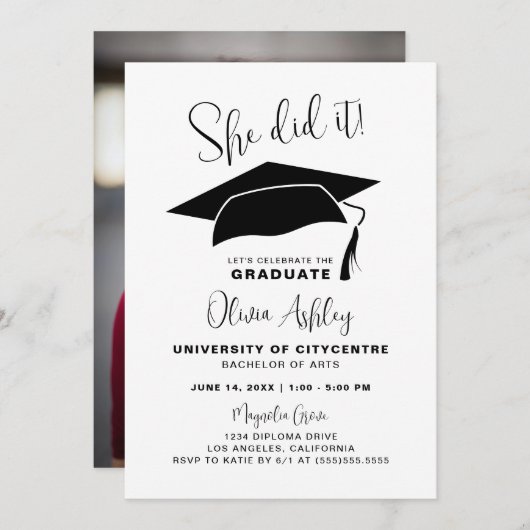 Ze deed het Foto Afstuderen Kaart (Voorkant / Achterkant)