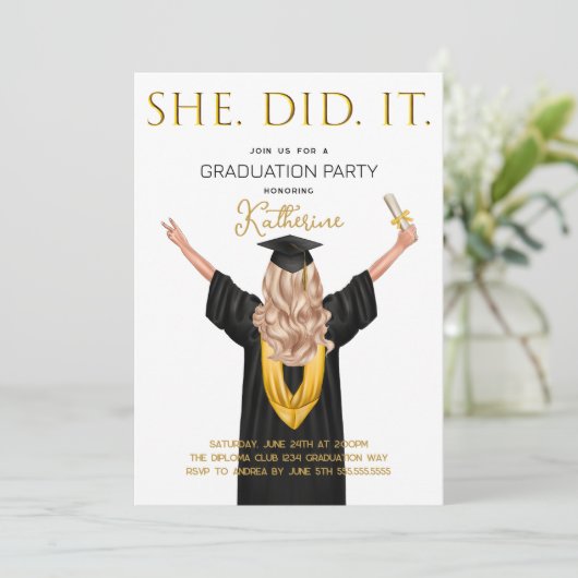 Ze deed het Foto Afstuderen Kaart (Staand voorkant)