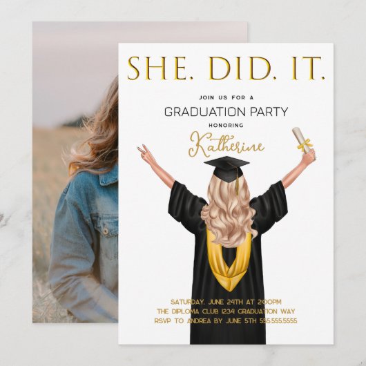 Ze deed het Foto Afstuderen Kaart (Voorkant / Achterkant)