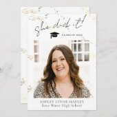 Ze deed het Foto Afstuderen kondiging Aankondiging (Voorkant / Achterkant)