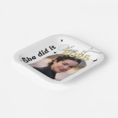 Ze deed het fotoafstudeerfeest Retro Papieren Bordje (Gebogen)