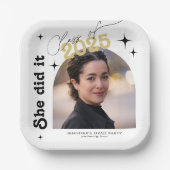 Ze deed het fotoafstudeerfeest Retro Papieren Bordje (Voorkant)