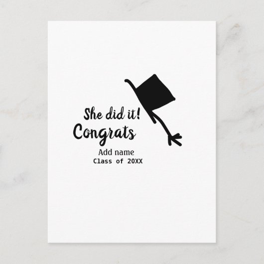 Ze deed het gefeliciteerd afstuderen voeg naam stu briefkaart (Voorkant)
