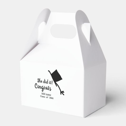 Ze deed het gefeliciteerd afstuderen voeg student  bedankdoosjes (Achterkant)