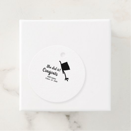 Ze deed het gefeliciteerd afstuderen voeg student bedankjes labels (In situ)