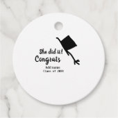 Ze deed het gefeliciteerd afstuderen voeg student bedankjes labels (Voorkant)