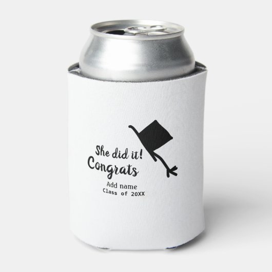 Ze deed het gefeliciteerd afstuderen voeg student  blikjeskoeler (Blikje Voorkant)