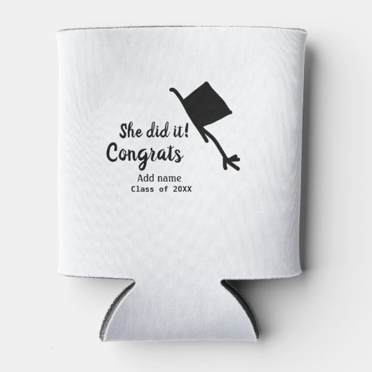 Ze deed het gefeliciteerd afstuderen voeg student  blikjeskoeler (Voorkant)