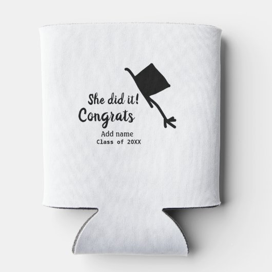 Ze deed het gefeliciteerd afstuderen voeg student  blikjeskoeler (Achterkant)