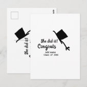 Ze deed het gefeliciteerd afstuderen voeg student  briefkaart (Voorkant / Achterkant)