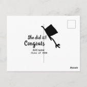 Ze deed het gefeliciteerd afstuderen voeg student  briefkaart (Achterkant)