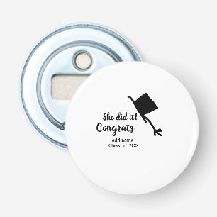 Ze deed het gefeliciteerd afstuderen voeg student  button flesopener