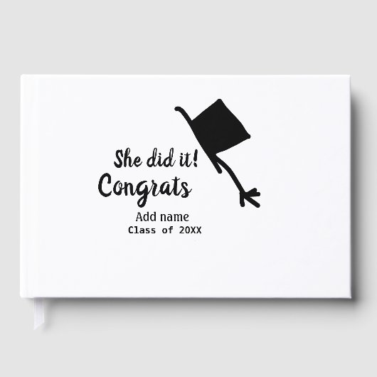 Ze deed het gefeliciteerd afstuderen voeg student  gastenboek (Voorkant)