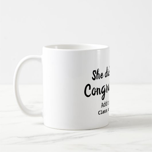 Ze deed het gefeliciteerd afstuderen voeg student  koffiemok (Links)