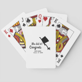 Ze deed het gefeliciteerd afstuderen voeg student  pokerkaarten