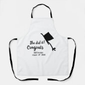 Ze deed het gefeliciteerd afstuderen voeg student  schort (Voorkant)