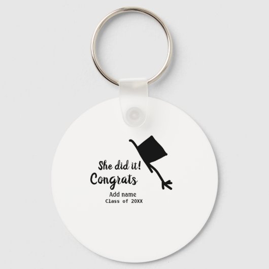 Ze deed het gefeliciteerd afstuderen voeg student  sleutelhanger (Voorkant)