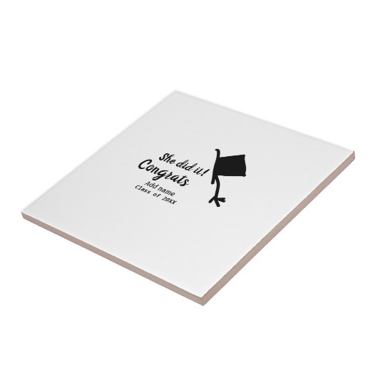 Ze deed het gefeliciteerd afstuderen voeg student  tegeltje (Zijkant)