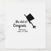 Ze deed het gefeliciteerd afstuderen voeg student  wijn etiket (Enkel label)