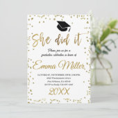 Ze deed het gouden afstudeerfeest kaart (Staand voorkant)