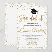 Ze deed het gouden afstudeerfeest kaart (Voorkant / Achterkant)