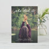 Ze deed het | Graduatie Partij nodigt met Foto uit Kaart (Staand voorkant)