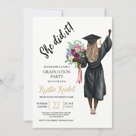 Ze deed het Graduation Party Kaart (Voorkant)