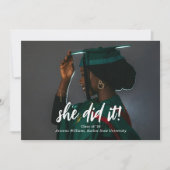 Ze deed het Klassiek script foto afstuderen Aankondiging (Voorkant)