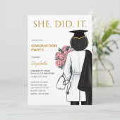 Ze deed het Medical School Afstuderen Invitation Kaart (Staand voorkant)