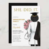 Ze deed het Medical School Afstuderen Invitation Kaart (Voorkant / Achterkant)