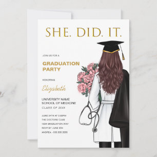 Ze deed het Medical School Afstuderen Invitation Kaart