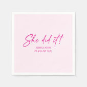 Ze deed het minimaal schattig roze Graduation Part Servet (Voorkant)