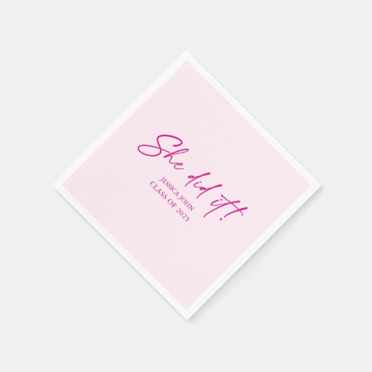 Ze deed het minimaal schattig roze Graduation Part Servet (Hoek)