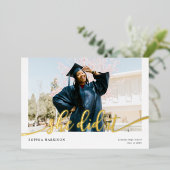 Ze deed het Modern Photo Afstuderen Folie Uitnodiging (Staand Voorkant)