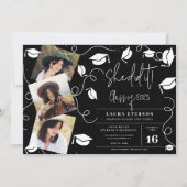 Ze deed het Modern White op zwart foto-afstuderen Kaart (Voorkant)