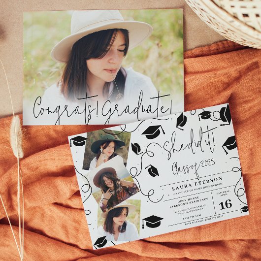 Ze deed het Modern zwart-wit foto-afstuderen Kaart