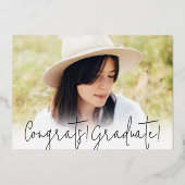 Ze deed het Modern zwarte foto afstuderen Folie Uitnodiging (Achterkant)