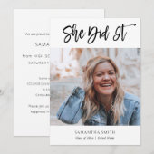 Ze deed het Moderne Afstuderen voor kalligrafie Aankondiging (Voorkant / Achterkant)