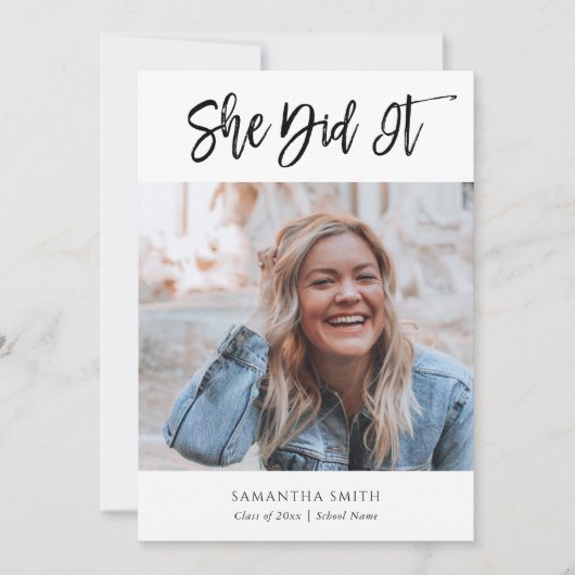 Ze deed het Moderne Afstuderen voor kalligrafie Kaart (Voorkant)