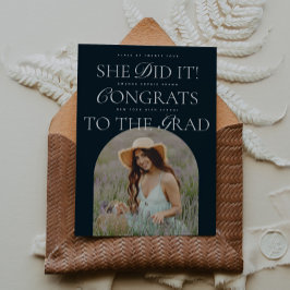 Ze deed het Navy Arch Hybrid Font Modern Afstudere Kaart